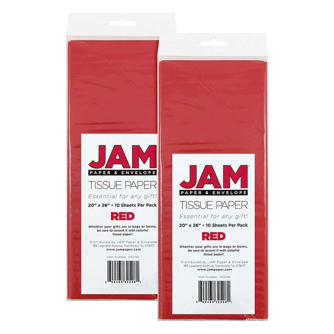 JAM Paper 20" x 26" Tissue Paper, 2 Packs of 10 Sheets
